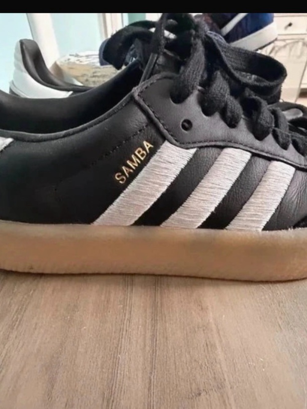 adidas Samba Black with White Stripes and Gum Sole
